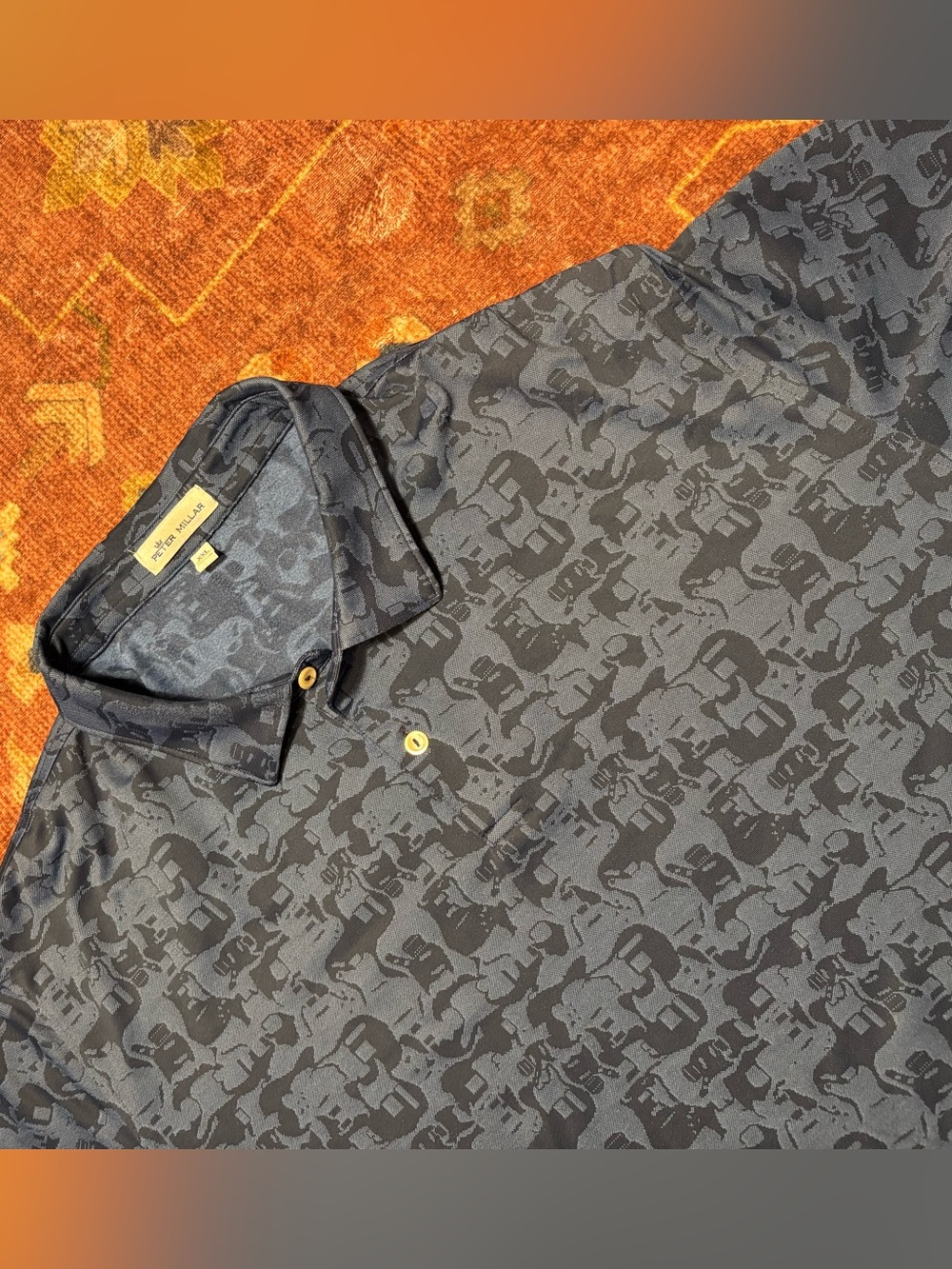 Peter millar XXL AOP guitar pattern breathable stretch golf polo